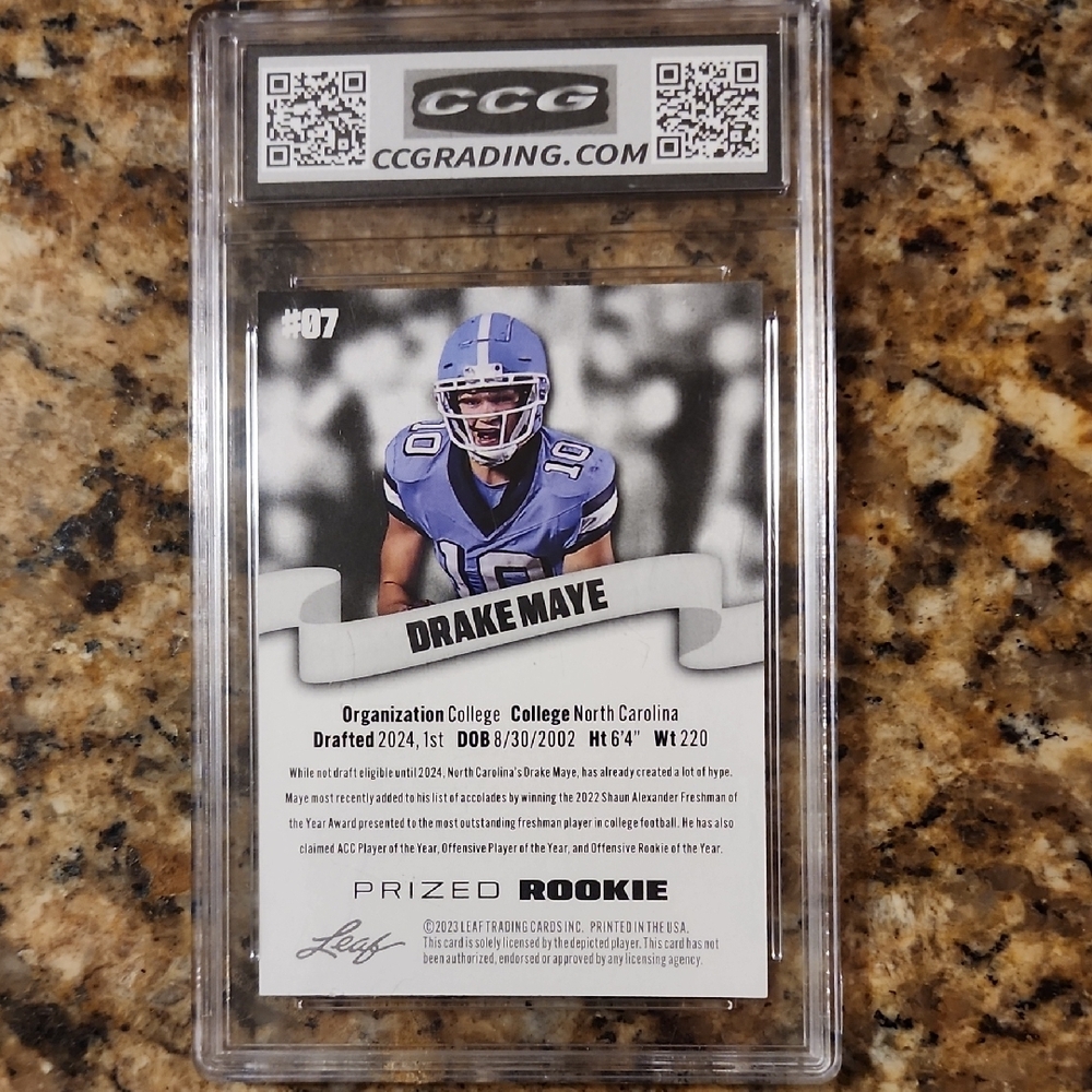 Drake Maye Leaf Prized Rookie Card - Picture 2 of 2